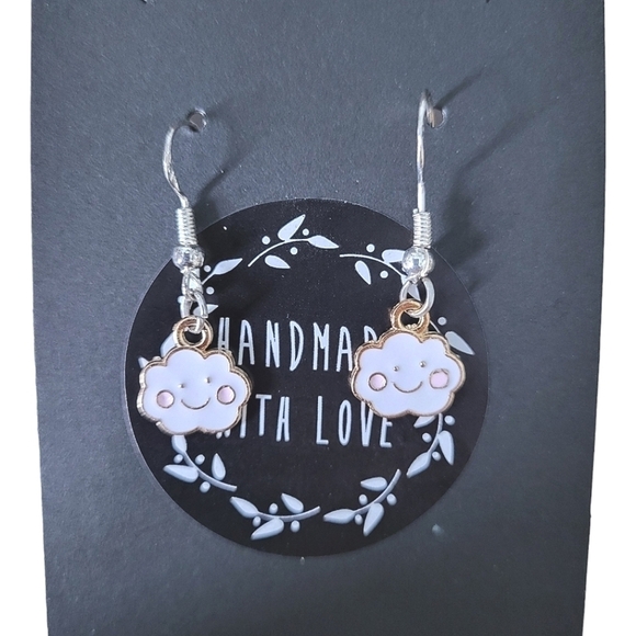 Handcrafted Happy Cloud Enamel Earrings - Picture 4 of 4